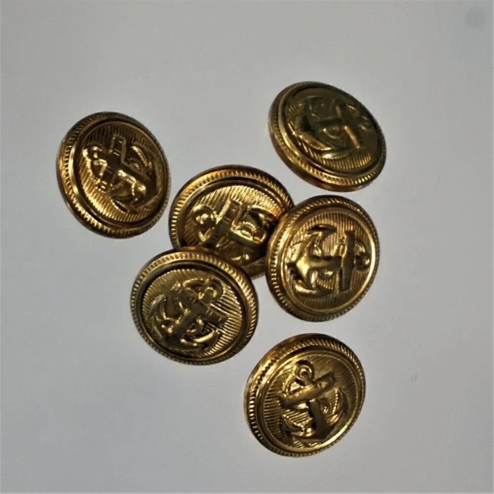 Vintage Anchor Buttons Gold Tone Lot Of 8